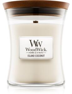 Woodwick Island Coconut candela profumata con stoppino in legno 275 g