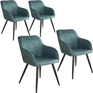 Tectake 404059 4x sedia marilyn tessuto - blu/nero