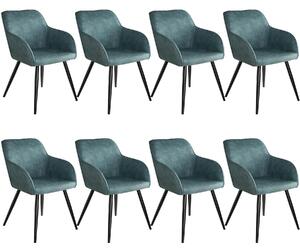 Tectake 404061 8x sedia marilyn tessuto - blu/nero