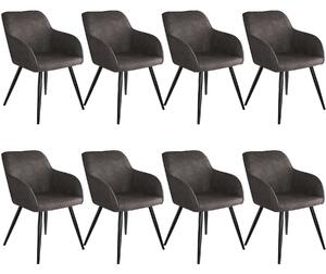 Tectake 404081 8x sedia marilyn tessuto - grigio scuro/nero
