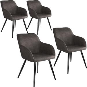 Tectake 404079 4x sedia marilyn tessuto - grigio scuro/nero