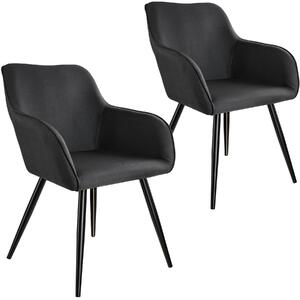 Tectake 404082 2x sedia marilyn effetto lino - nero