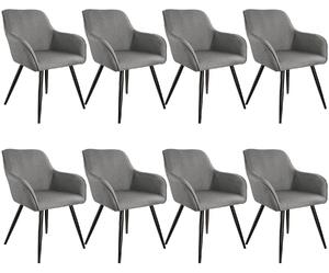 Tectake 404093 8x sedia marilyn effetto lino - grigio chiaro/nero