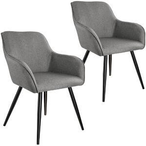 Tectake 404090 2x sedia marilyn effetto lino - grigio chiaro/nero