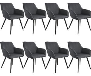 Tectake 404089 8x sedia marilyn effetto lino - grigio scuro/nero