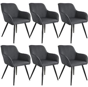 Tectake 404088 6x sedia marilyn effetto lino - grigio scuro/nero