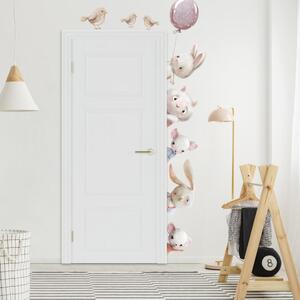 INSPIO-Adesivo in tessuto - Adesivi da parete - Animaletti ad acquerello intorno alla porta