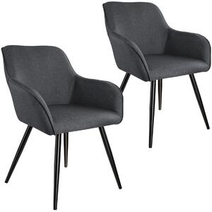 Tectake 404086 2x sedia marilyn effetto lino - grigio scuro
