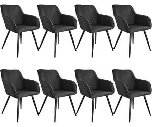Tectake 404085 8x sedia marilyn effetto lino - nero