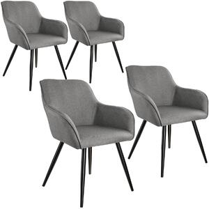 Tectake 404091 4x sedia marilyn effetto lino - grigio chiaro/nero
