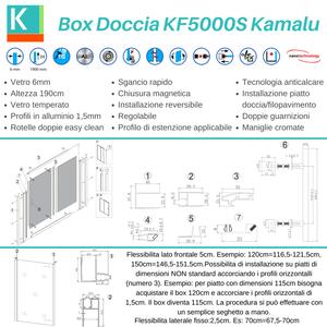 Box Doccia 140x80 cm ad angolo vetro 6mm anticalcare KF5000S - KAMALU