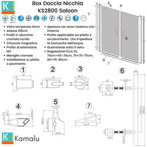 Box doccia doppio battente 65cm tipologia saloon KS2800 Saloon - KAMALU