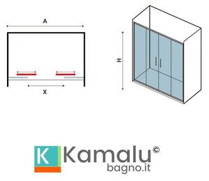 Box doccia un lato 210 cm vetro opaco 2 scorrevoli KF6000 - KAMALU