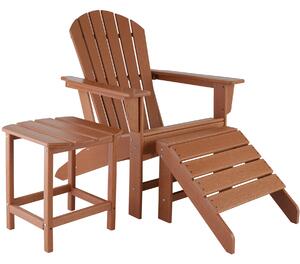Tectake 404164 sedia da giardino con poggiapiedi e tavolino resistente alle intemperie - marrone