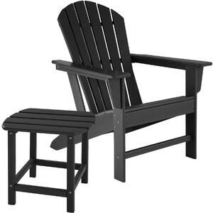 Tectake 404171 sedia da giardino con tavolino resistente alle intemperie - nero