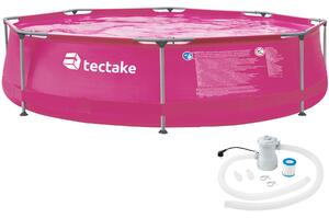 Tectake 403823 piscina rotonda con telaio in acciaio e pompa filtraggio ø 300 x 76 cm - rosa fucsia