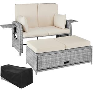 Tectake 403708 divano in rattan creta, involucro protettivo incluso - grigio chiaro