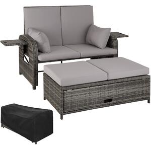 Tectake 404159 divano in rattan creta, involucro protettivo incluso - grigio