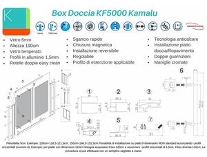 Box doccia un lato 140cm vetro satinato anticalcare KF5000 - KAMALU