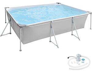 Tectake 402894 piscina rettangolare 300 x 207 x 70 cm - grigio