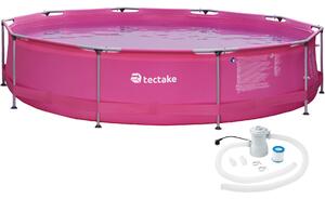 Tectake 403824 piscina rotonda con telaio in acciaio e pompa filtraggio ø 360 x 76 cm - rosa fucsia