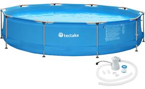 Tectake 402896 piscina rotonda con telaio in acciaio e pompa filtraggio ø 360 x 76 cm - blu