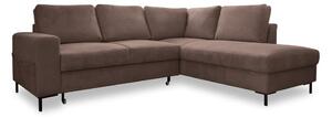 Divano letto angolare in velluto a coste marrone (angolo destro) Lofty Lilly - Miuform