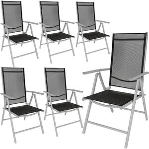 Tectake 404364 6 sedie da giardino in alluminio pieghevoli - nero/argento
