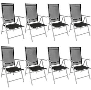 Tectake 404365 8 sedie da giardino in alluminio pieghevoli - nero/argento