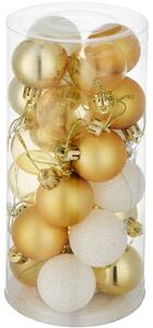 Tectake 403321 set di 24 palline natalizie, bianco/oro, infrangibili - bianco/oro