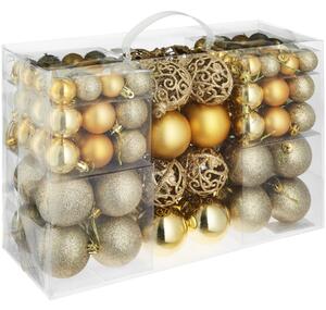Tectake 403323 set di 100 palline natalizie, oro, infrangibili - oro
