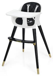 Costway Seggiolone 3 in 1 di legno per bambini con sedile morbido, Seggiolone convertibile con cintura di sicurezza Nero