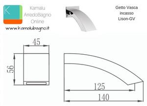 Getto vasca a parete in ottone comato modello Lison-GV - KAMALU