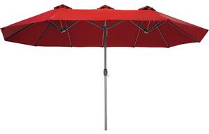 Tectake 404255 ombrellone silia 460 x 270 cm regolabile in altezza con 3 tettucci - rosso vino