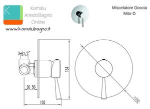 Miscelatore doccia monocomando incasso senza deviatore modello Mito-D - KAMALU