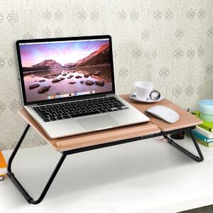 Costway Tavolino da letto portatile pieghevole per laptop, Scrivania regolabile in metallo e MDF