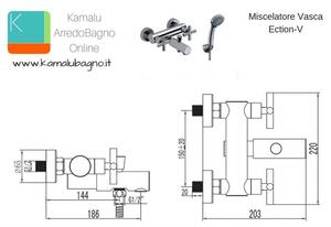 Miscelatore vasca 2 maniglie modello Ection-V - KAMALU