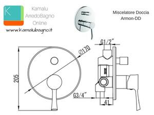 Miscelatore incasso doccia con deviatore modello Armon-DD - KAMALU