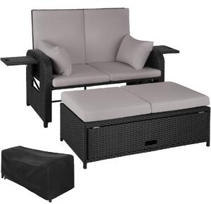 Tectake 404308 divano in rattan creta, involucro protettivo incluso - nero/grigio