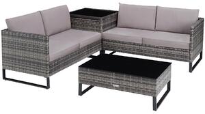 Tectake 404301 salottino in rattan ostuni - grigio