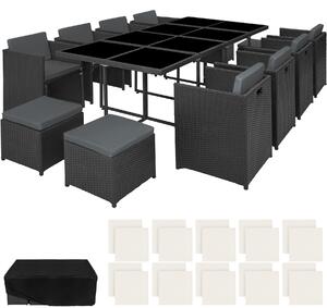 Tectake 403847 set di tavolo e sedute rattan new orleans - nero