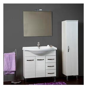 Mobile bagno 85 cm con lavabo, specchio e colonna bianco portuna - Claudia 93826