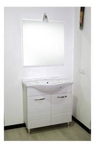 Mobile bagno 85 cm con lavabo e specchio bianco portuna - Antonella 16891