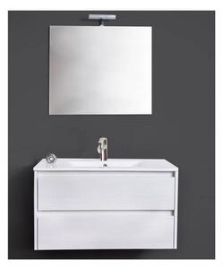 Mobile bagno sospeso 90 cm con lavabo e specchio bianco portuna - Federica 93827