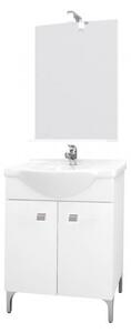 Mobile bagno 55 cm con lavabo e specchio bianco - Desy 7536