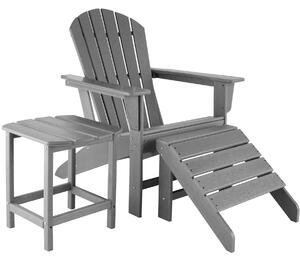 Tectake 404613 sedia da giardino con poggiapiedi e tavolino resistente alle intemperie - grigio chiaro