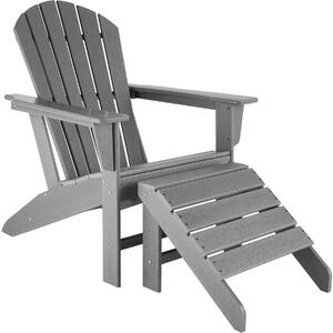 Tectake 404609 sedia da giardino con poggiapiedi - grigio chiaro