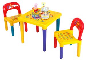 Costway Set tavolo con 2 sedie per bambini in PE+PP Set di mobili per bimbi multifunzionale colorato