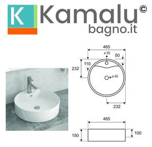 Lavabo tondo appoggio 46cm Litos-446 - KAMALU