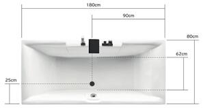 Vasca da bagno acrilica 170x70 minimale modello I-252 - KAMALU